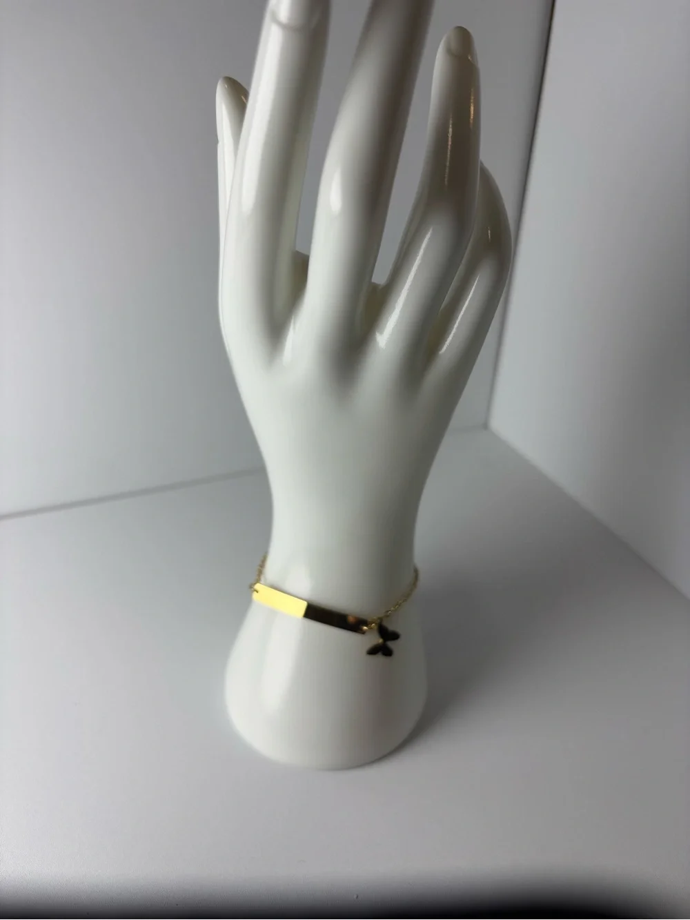 Gold ID Bar Bracelet with Clover Charm - Women
